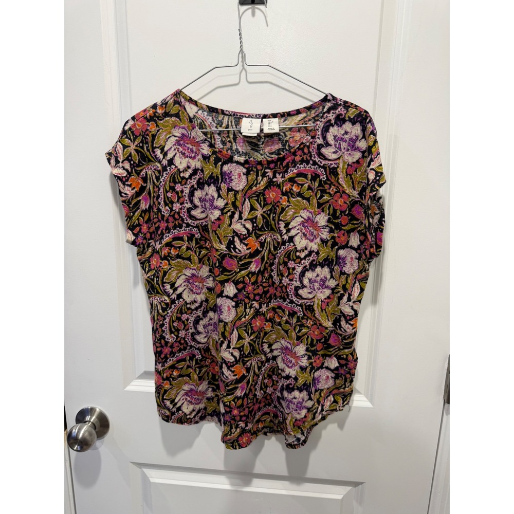 Joie Womens Top 100% Linen Floral Paisley Multicolor Large